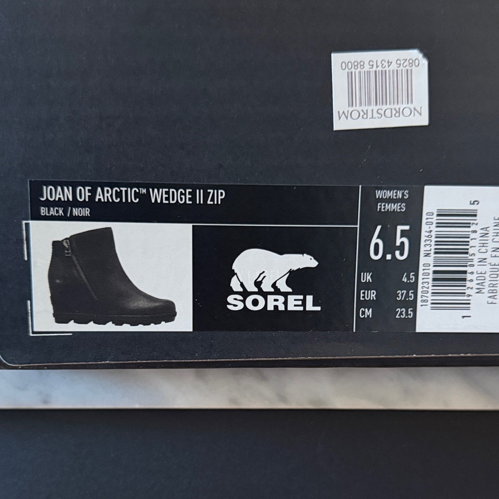 Sorel Joan of Arctic Black Wedge II Zip Boots - EUC